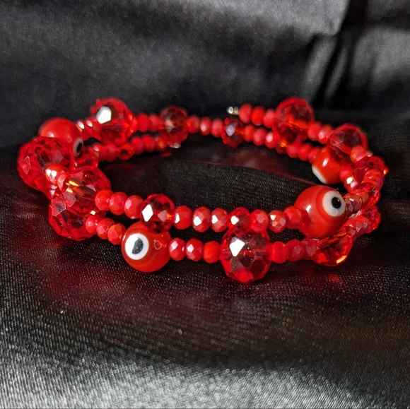 Red Good Luck Evil Eye Protection Amulet Bracelet Sparkly Handmade Abundance - Picture 6 of 10